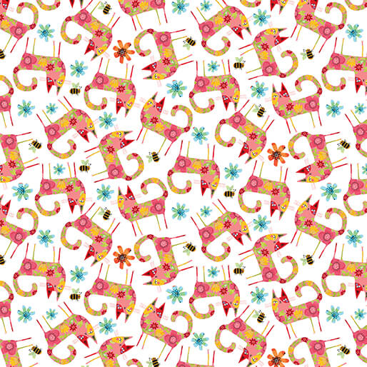 Patterned Cats Orange Multi - hvit/orange