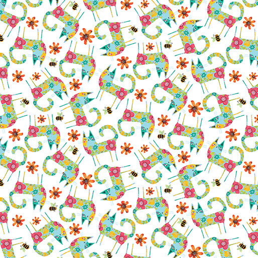Patterned Cats Teal Multi - hvit/turkis