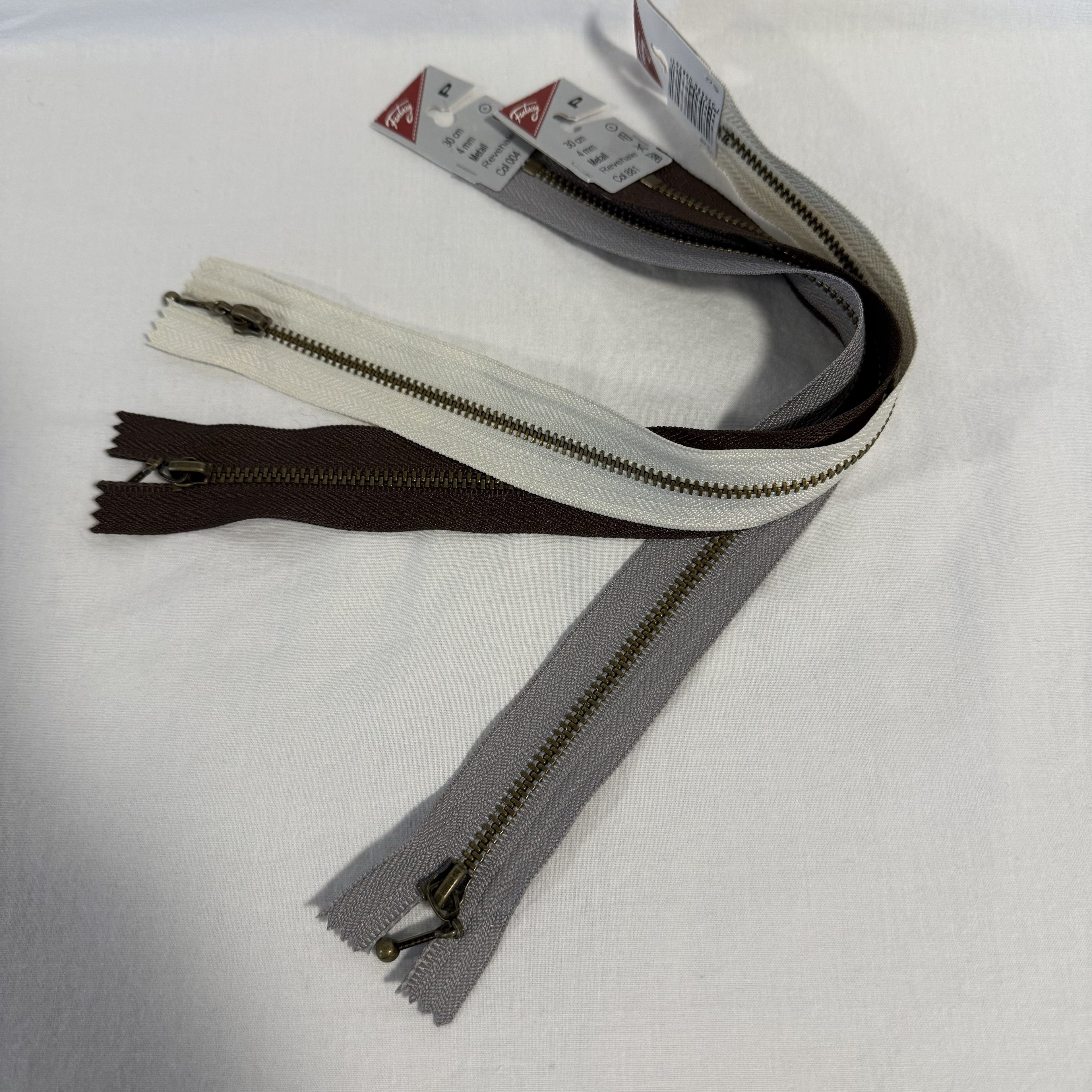 Glidelås 4 mm metall 30 cm