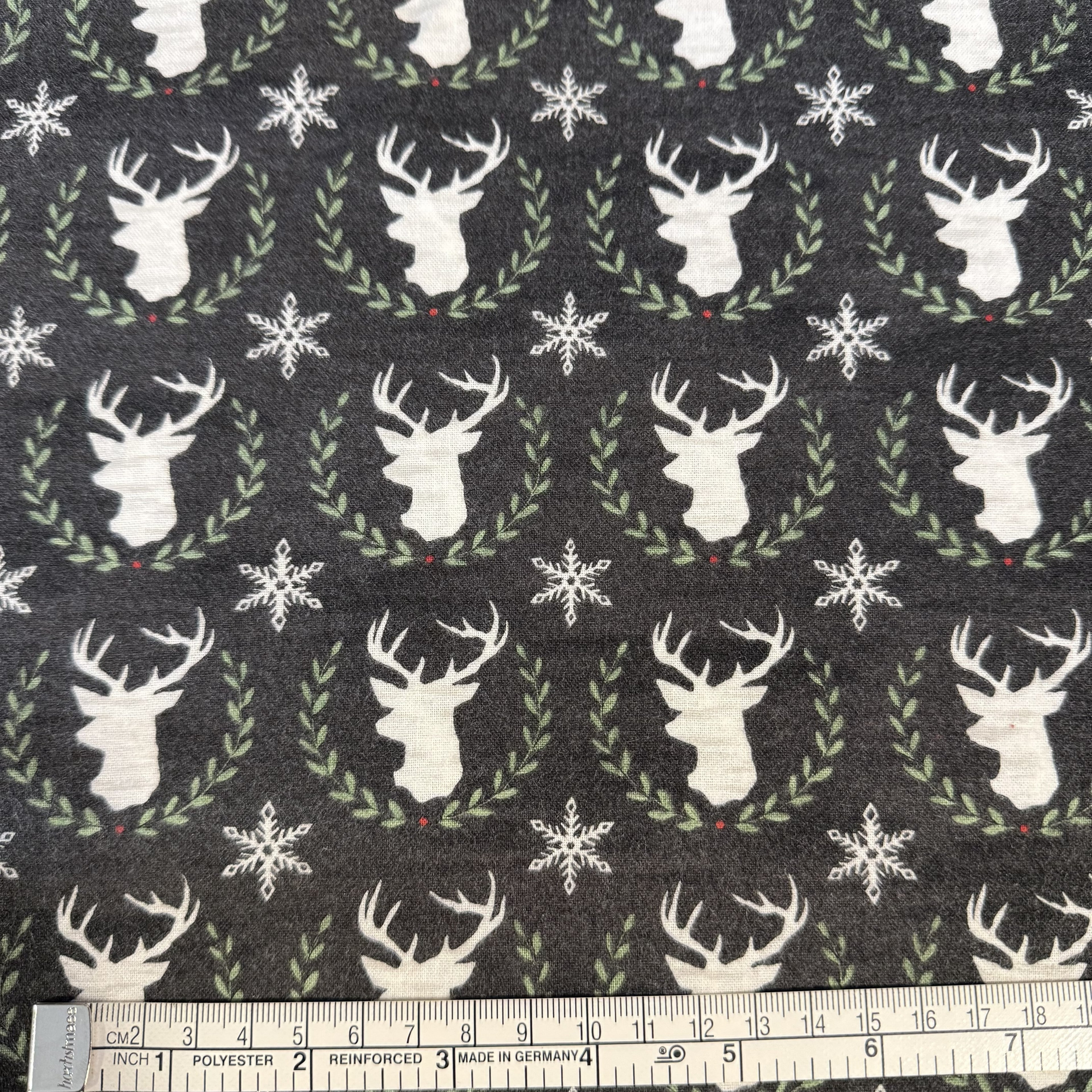 TILBUD JULESTOFF: Green Rudolf flanell