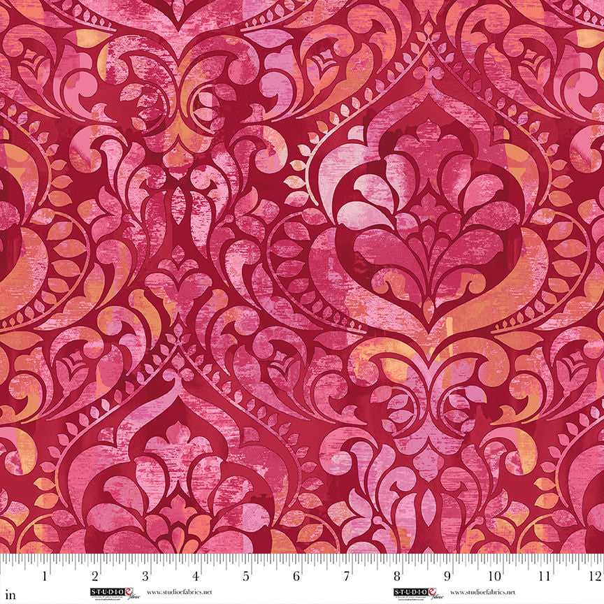 You Damask 82 Ruby - rød/rosa