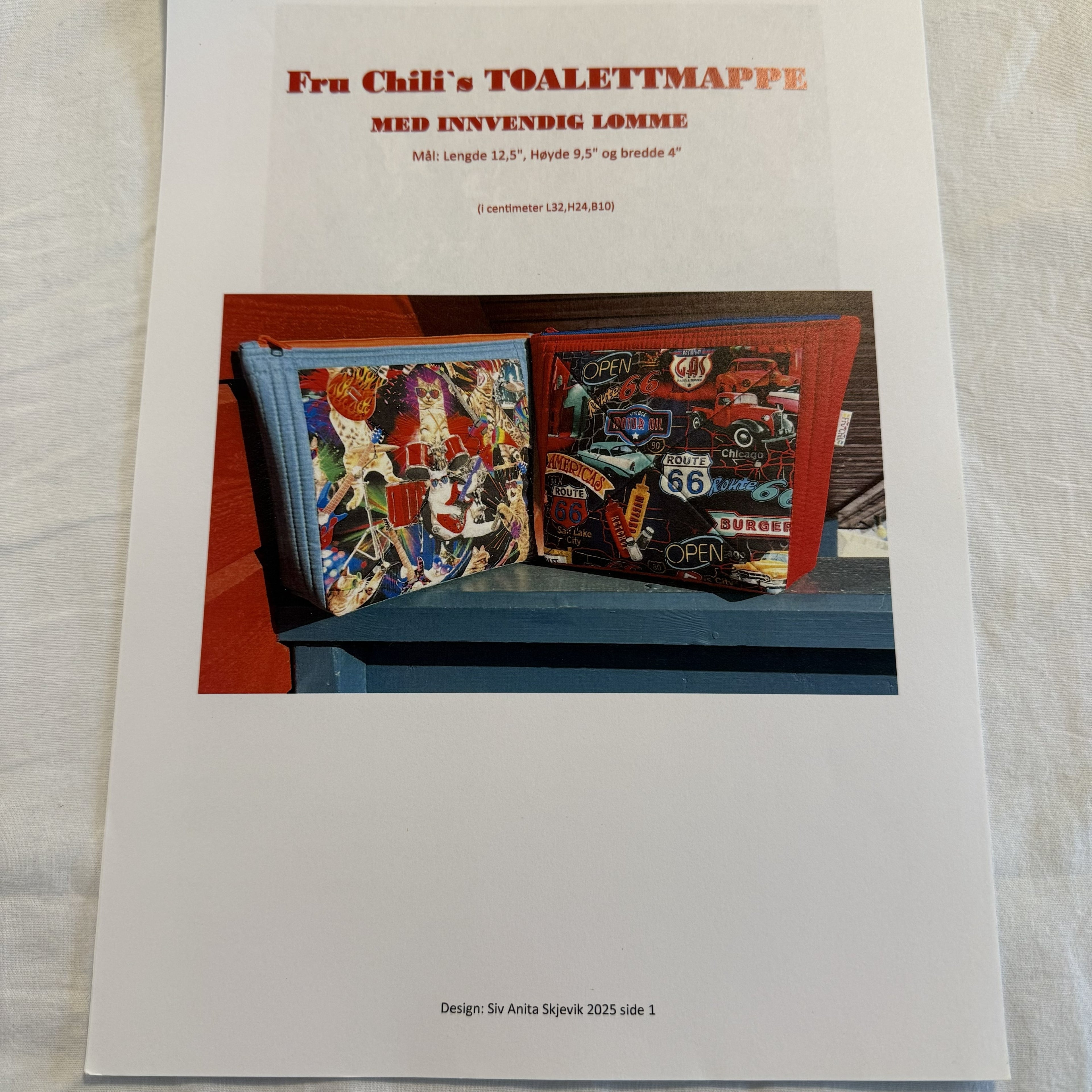 Fru Chili's toalettmappe-mønster