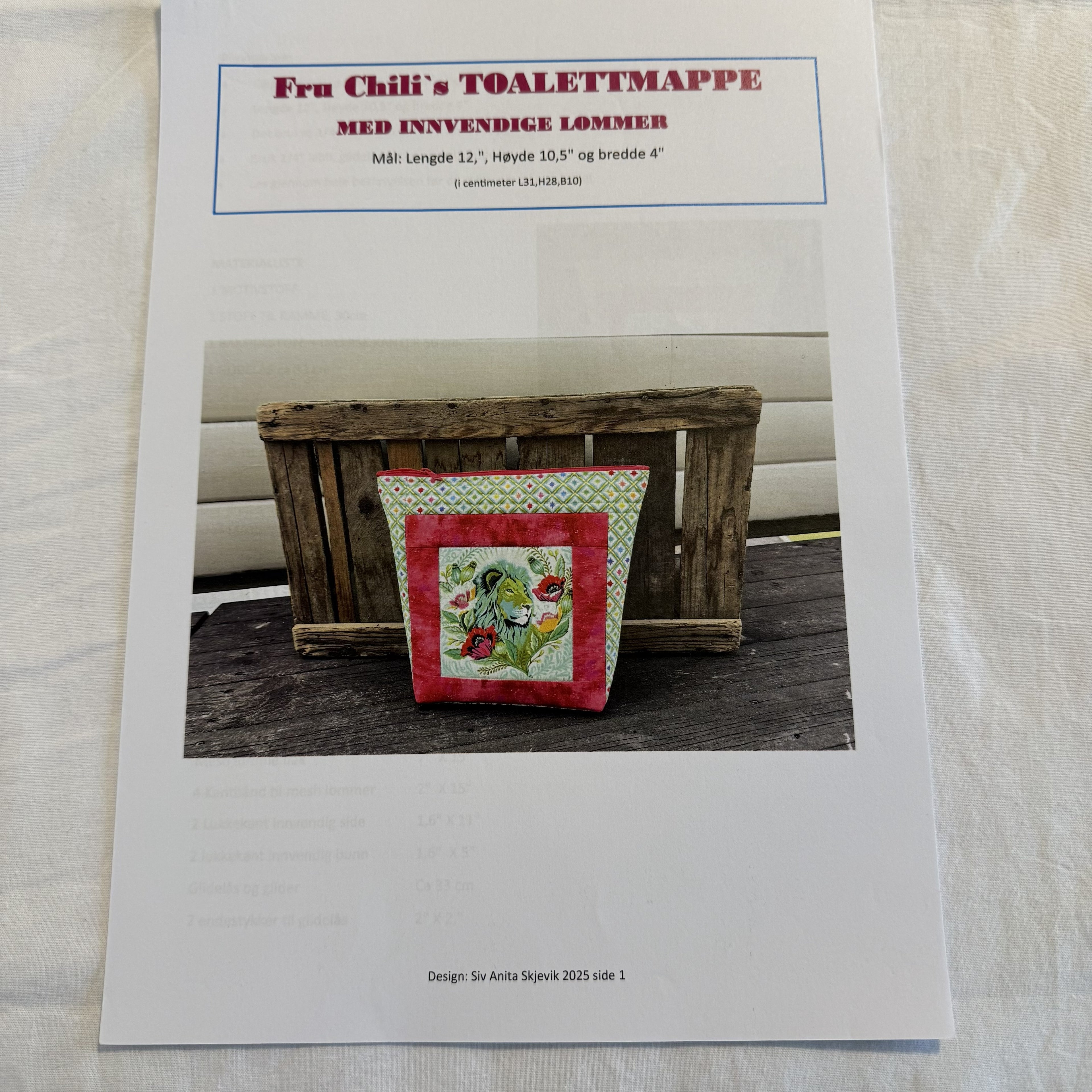 Fru Chili's toalettmappe-mønster