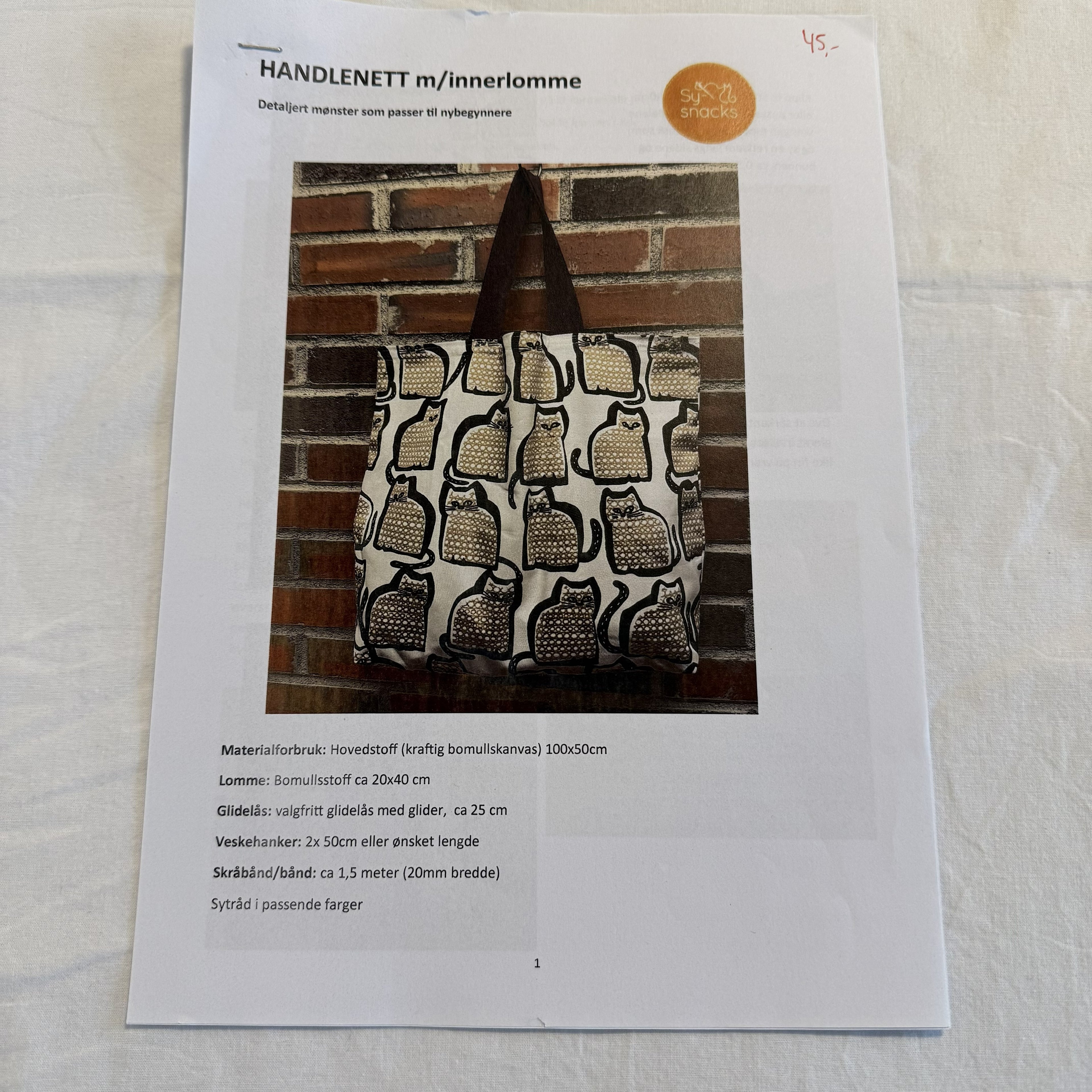 Sy-snacks Handlenett med innerlomme