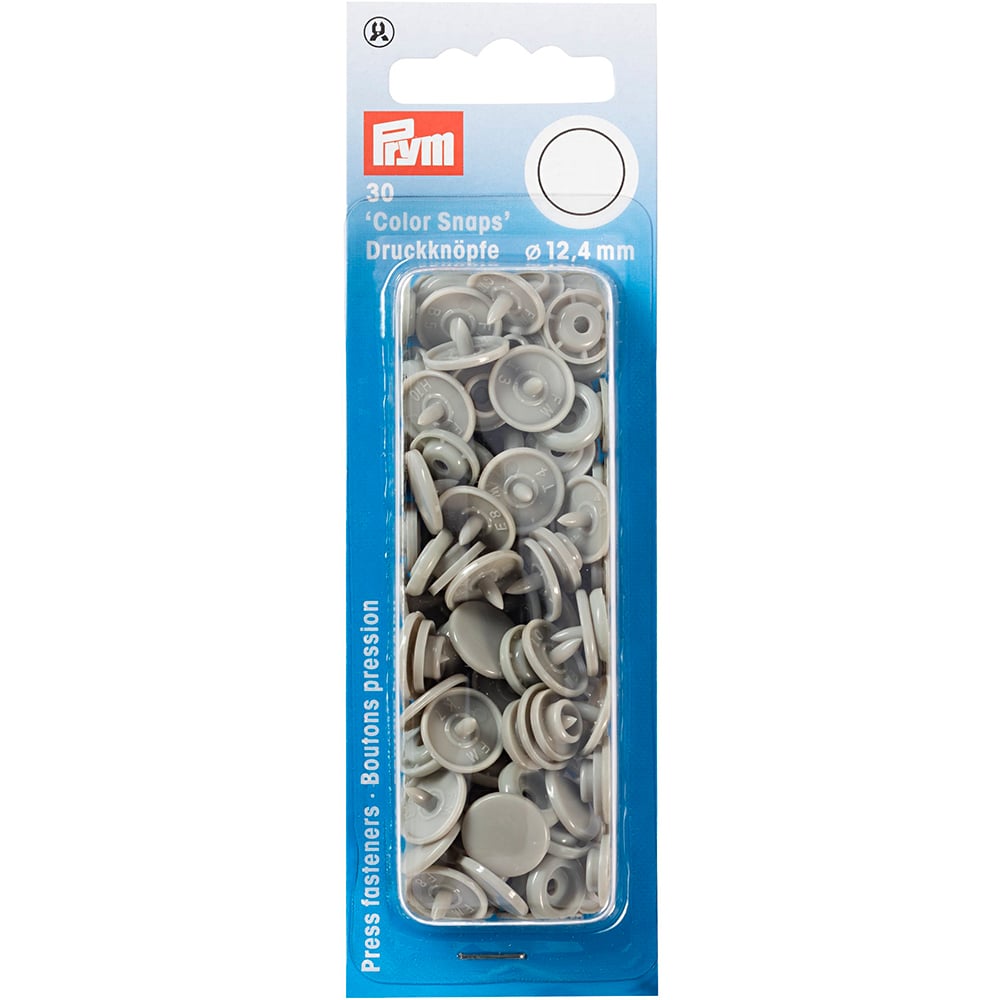 Prym 393 124 trykknapper 12,4 mm plast lys grå